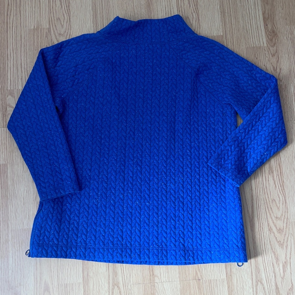 T By Talbots Blue Shimmer Quilted Side Zip Pullover Size 1X - Picture 6 of 8